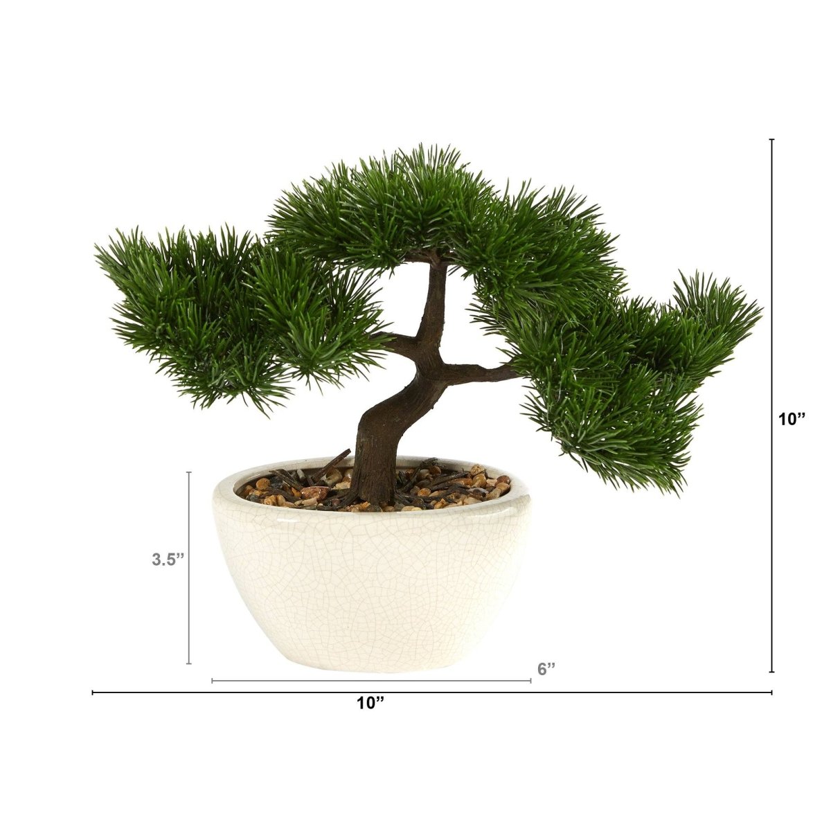 10” Cedar Bonsai Artificial Tree in Decorative Planter | Low - Maintenance Zen Decor - Ed's Plant Shop