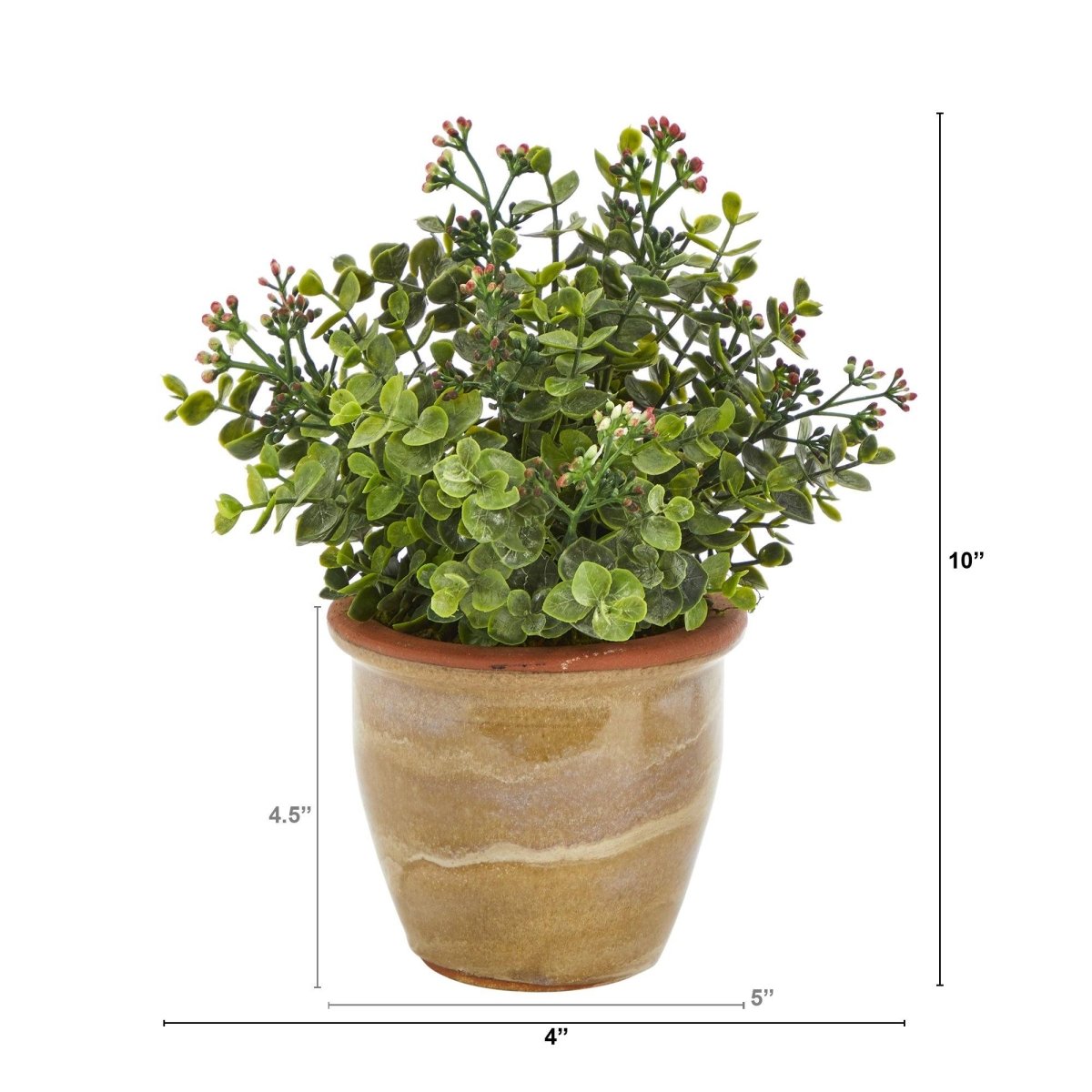 10” Eucalyptus & Sedum Succulent Artificial Plant in Ceramic Planter - Ed's Plant Shop