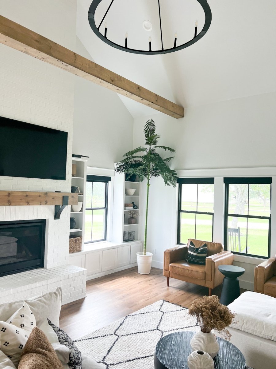 10’ Golden Cane Artificial Palm Tree in sunny Living Room