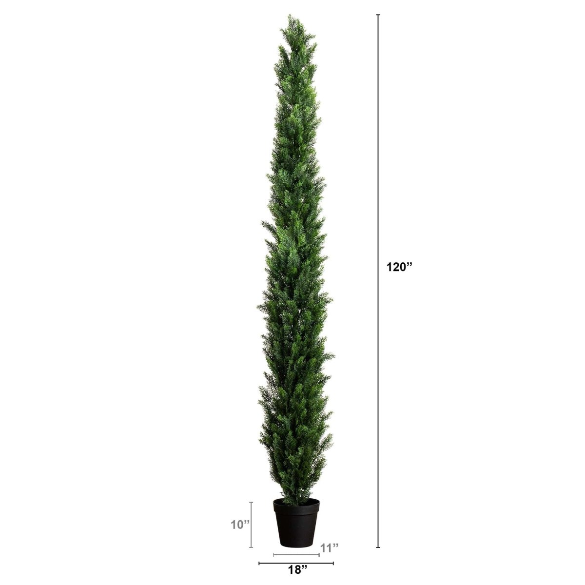 10' UV Resistant Artificial Cedar Pine Tree (Indoor/Outdoor) - Product Dimensions