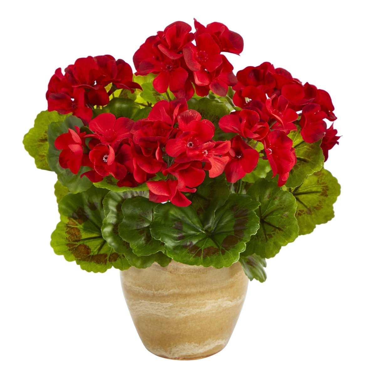 11” Artificial Geranium Plant in Ceramic Planter | UV - Resistant Decor (Indoor/Outdoor) - Ed's Plant Shop