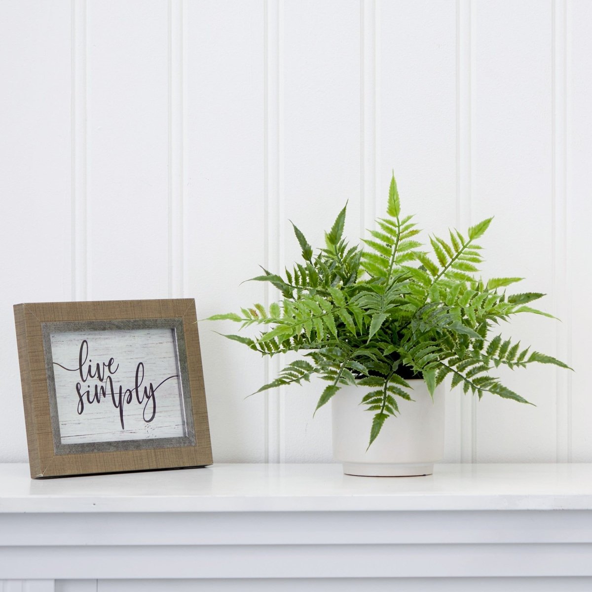 13" Artificial Boston Fern Plant with Decorative Planter - Ed's Plant Shop