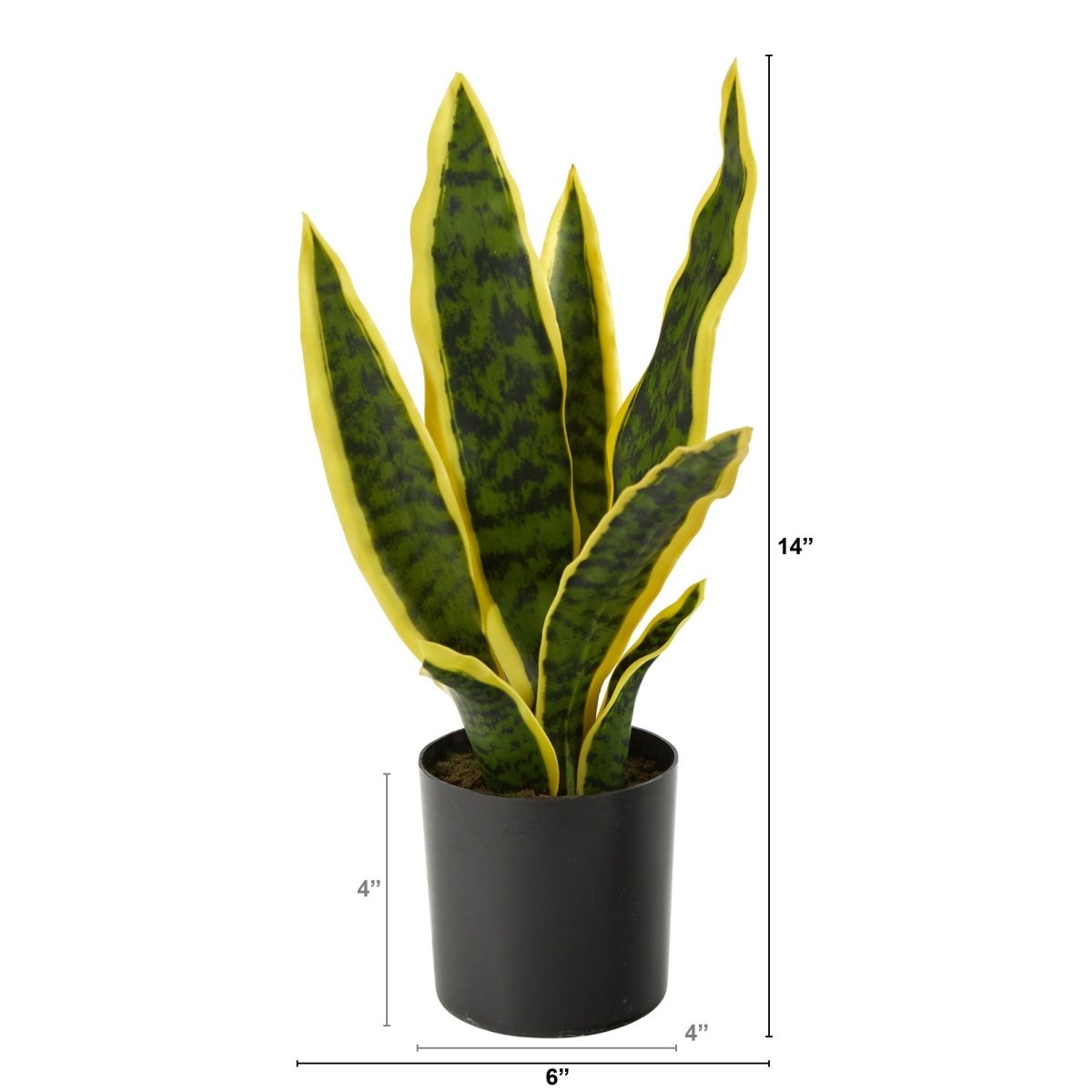 14 - in Variegated Sansevieria Artificial Snake Plant in Nursery Planter - Ed's Plant Shop