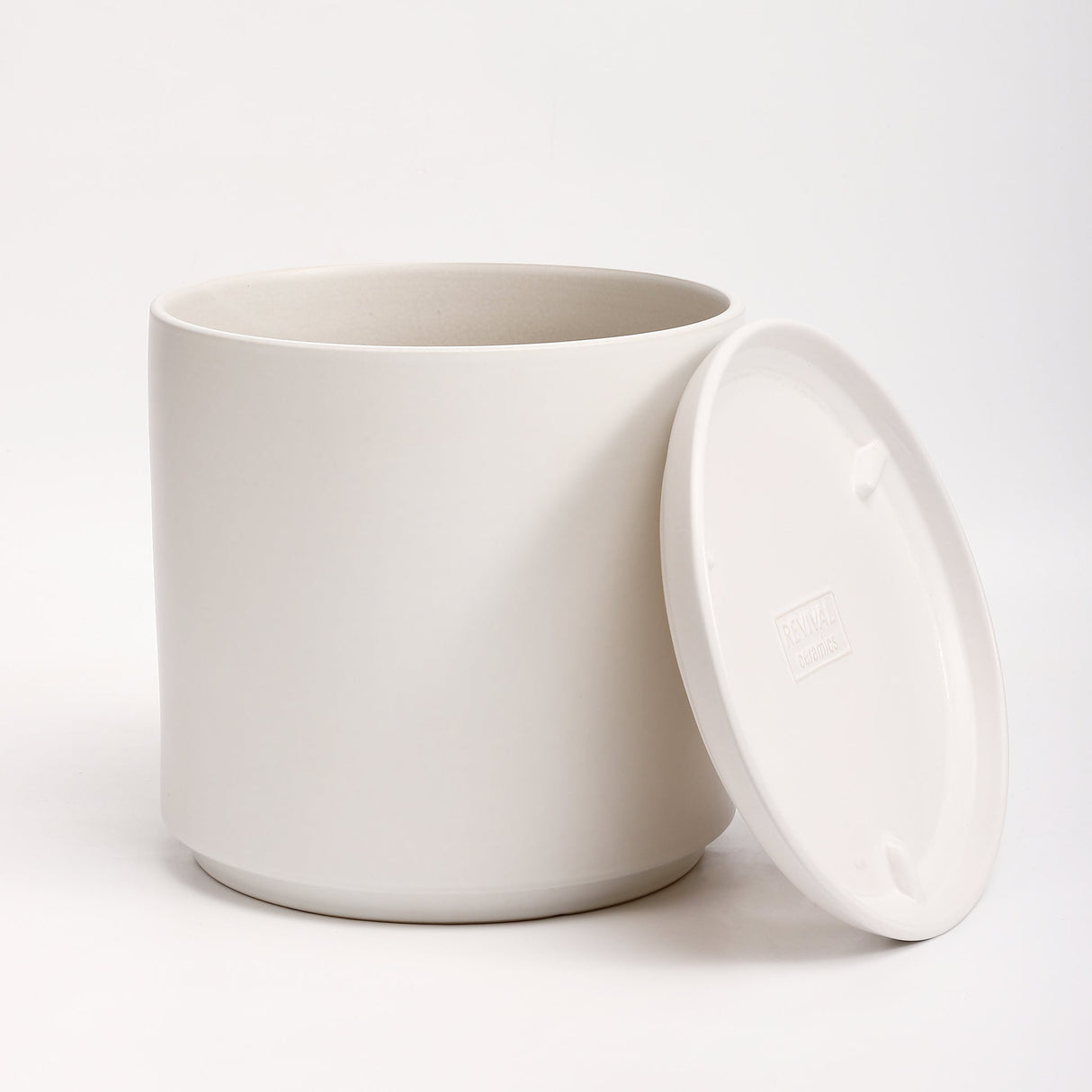 The Ceramic Cylinder Planter with Saucer, 2nd Generation