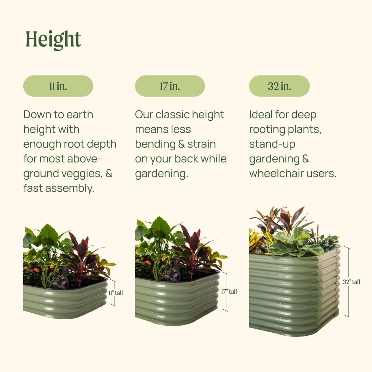 17" Tall 6 In 1 Medium Modular Metal Raised Garden Bed Kit - Ed's Plant Shop