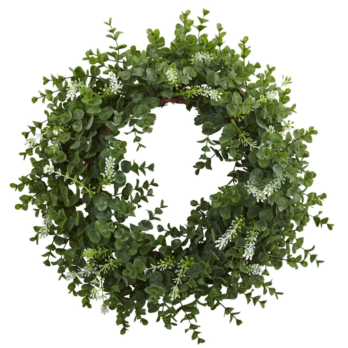 18” Eucalyptus Double Ring Wreath w/Twig Base - Ed's Plant Shop