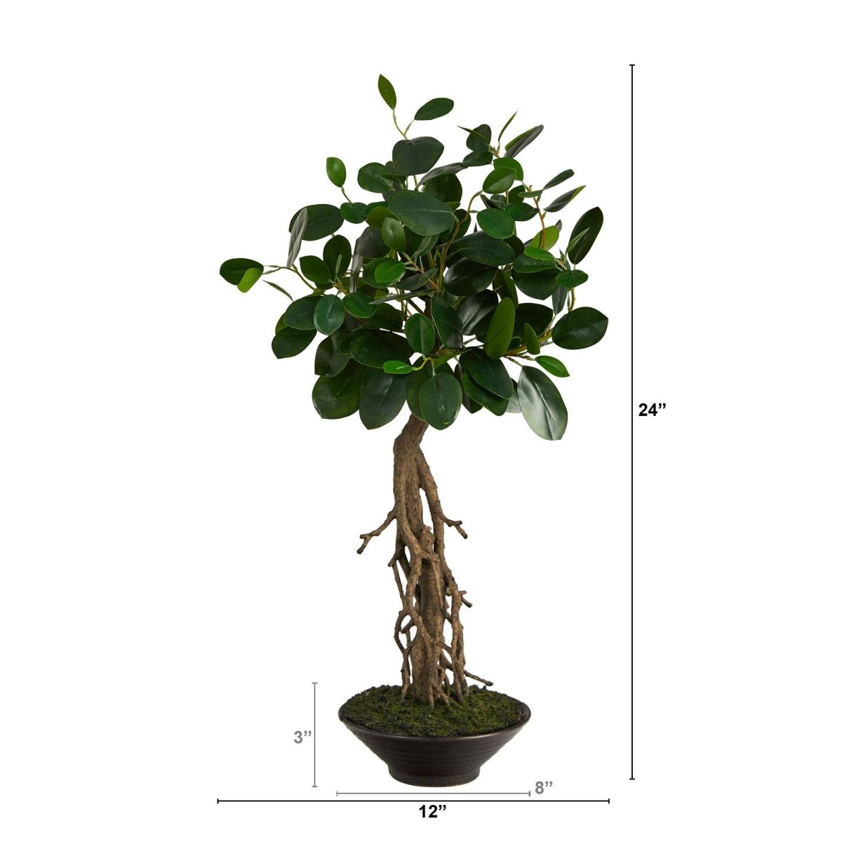2’ Realistic Artificial Ficus Tree – Bonsai Style in Decorative Planter