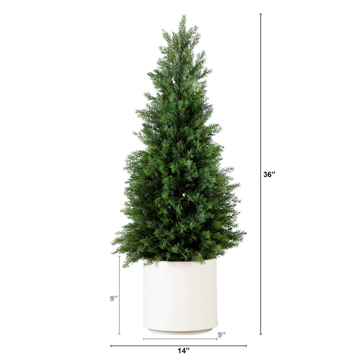 3’ Artificial Cedar Tree in White Planter UV Resistant (Indoor/Outdoor) - Ed's Plant Shop