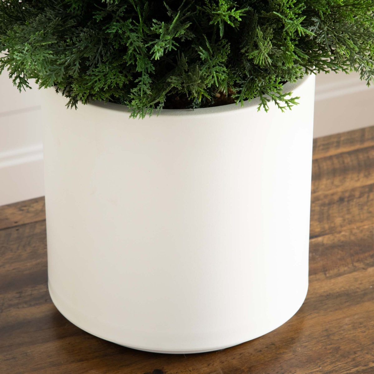 3’ Artificial Cedar Tree in White Planter UV Resistant (Indoor/Outdoor) - Ed's Plant Shop