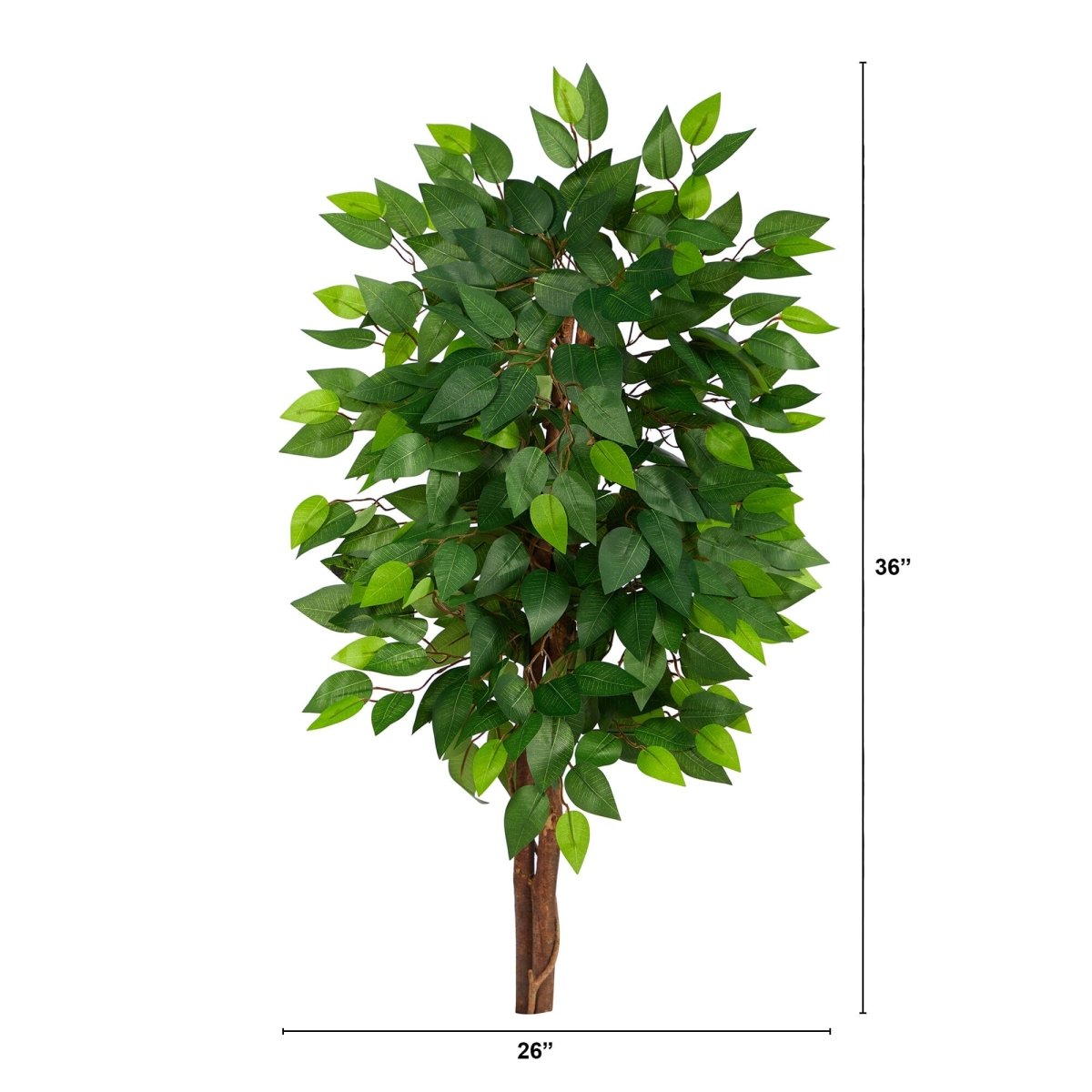 3’ Artificial Double Trunk Ficus Tree (No Pot) - Ed's Plant Shop