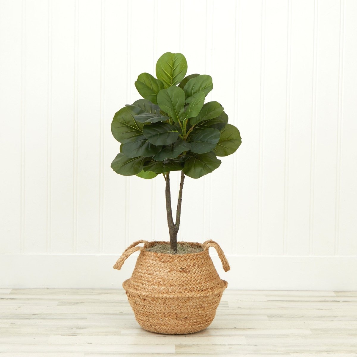 3' Artificial Fiddle Leaf Fig Tree with Handmade Cotton & Jute Woven Basket DIY Kit - Ed's Plant Shop