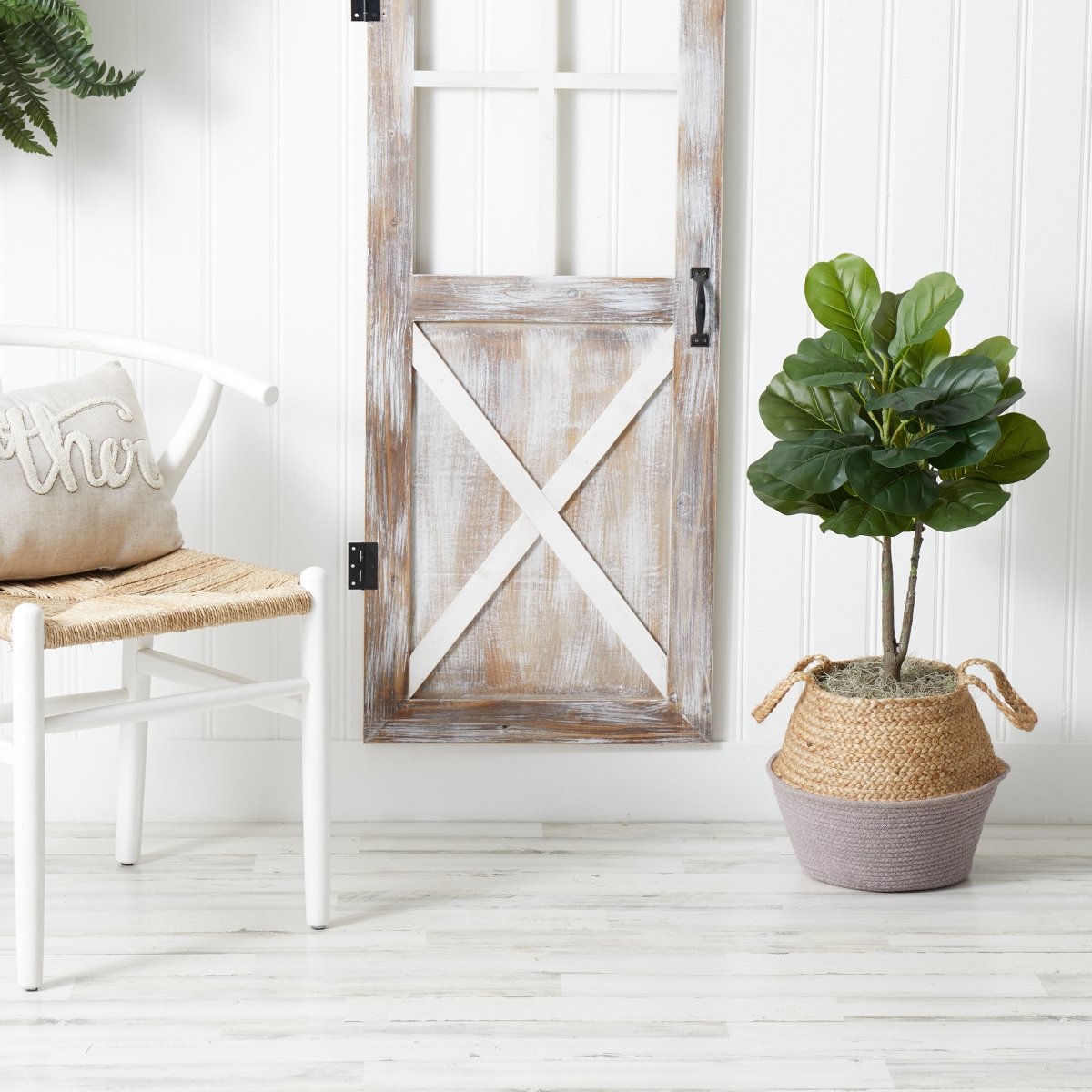 3' Artificial Fiddle Leaf Fig Tree with Handmade Cotton & Jute Woven Basket DIY Kit - Ed's Plant Shop