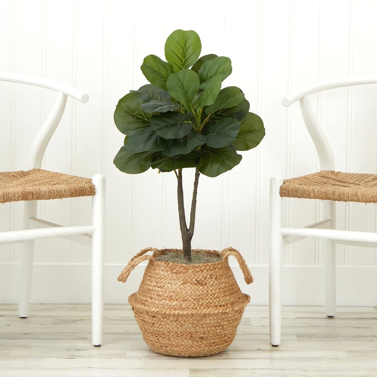 3' Artificial Fiddle Leaf Fig Tree with Handmade Cotton & Jute Woven Basket DIY Kit - Ed's Plant Shop