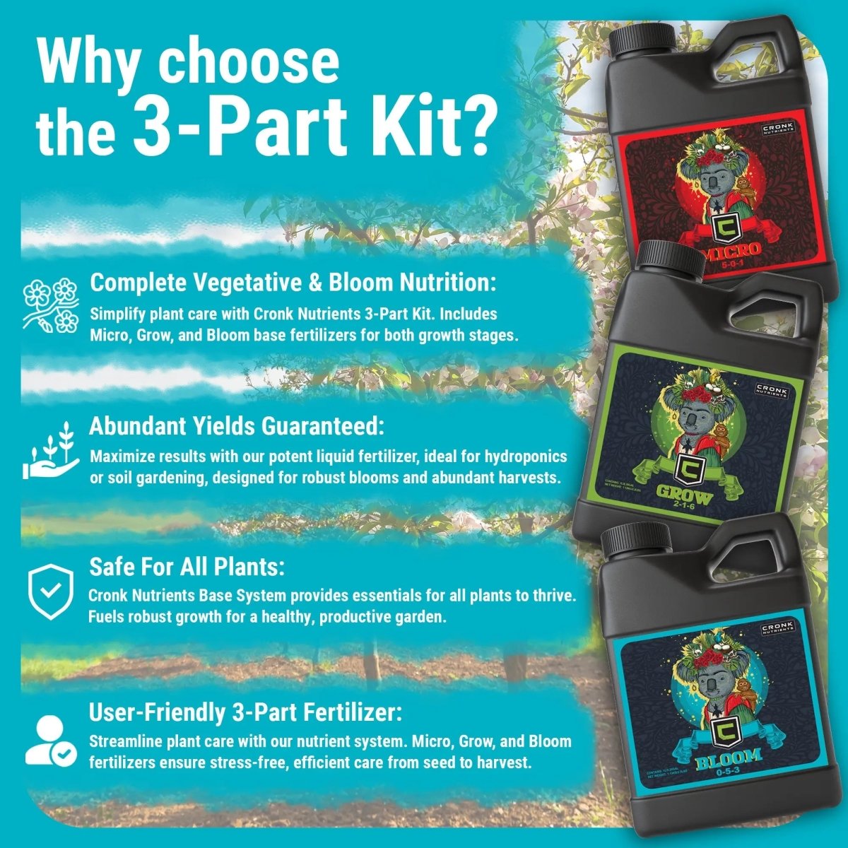 3 - Part Base Kit | Micro, Grow, Bloom - Ed's Plant Shop