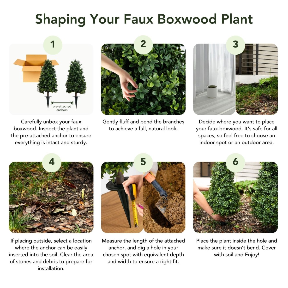 3’ UV - Resistant Artificial Boxwood Topiary with Ground Stake – Set of 2 - Ed's Plant Shop