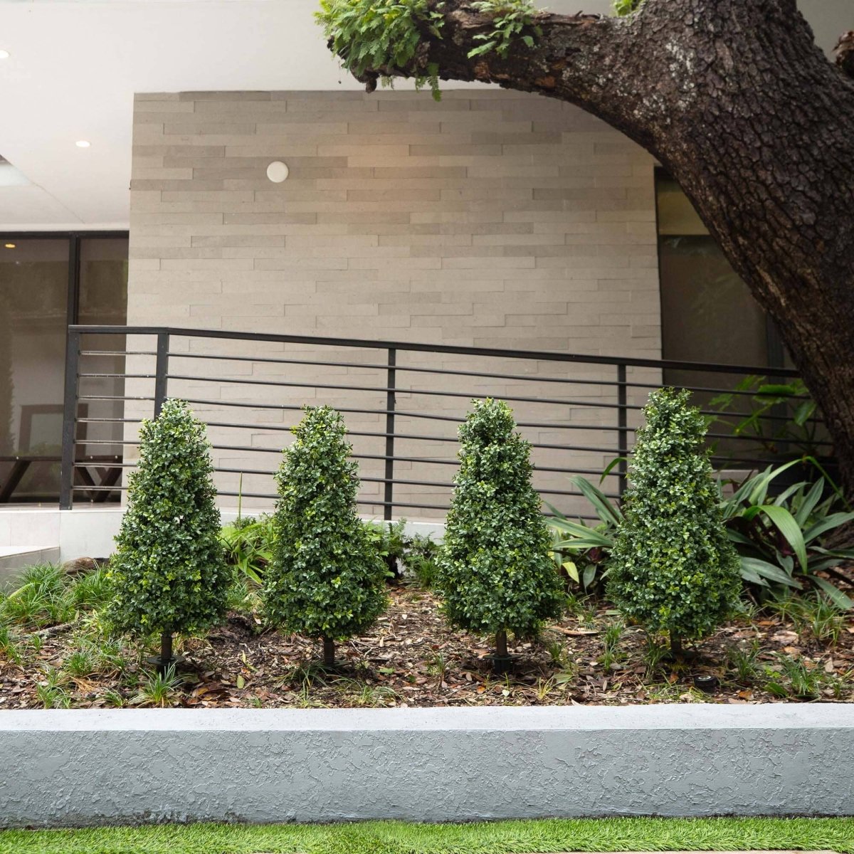 3’ UV - Resistant Artificial Boxwood Topiary with Ground Stake – Set of 2 - Ed's Plant Shop