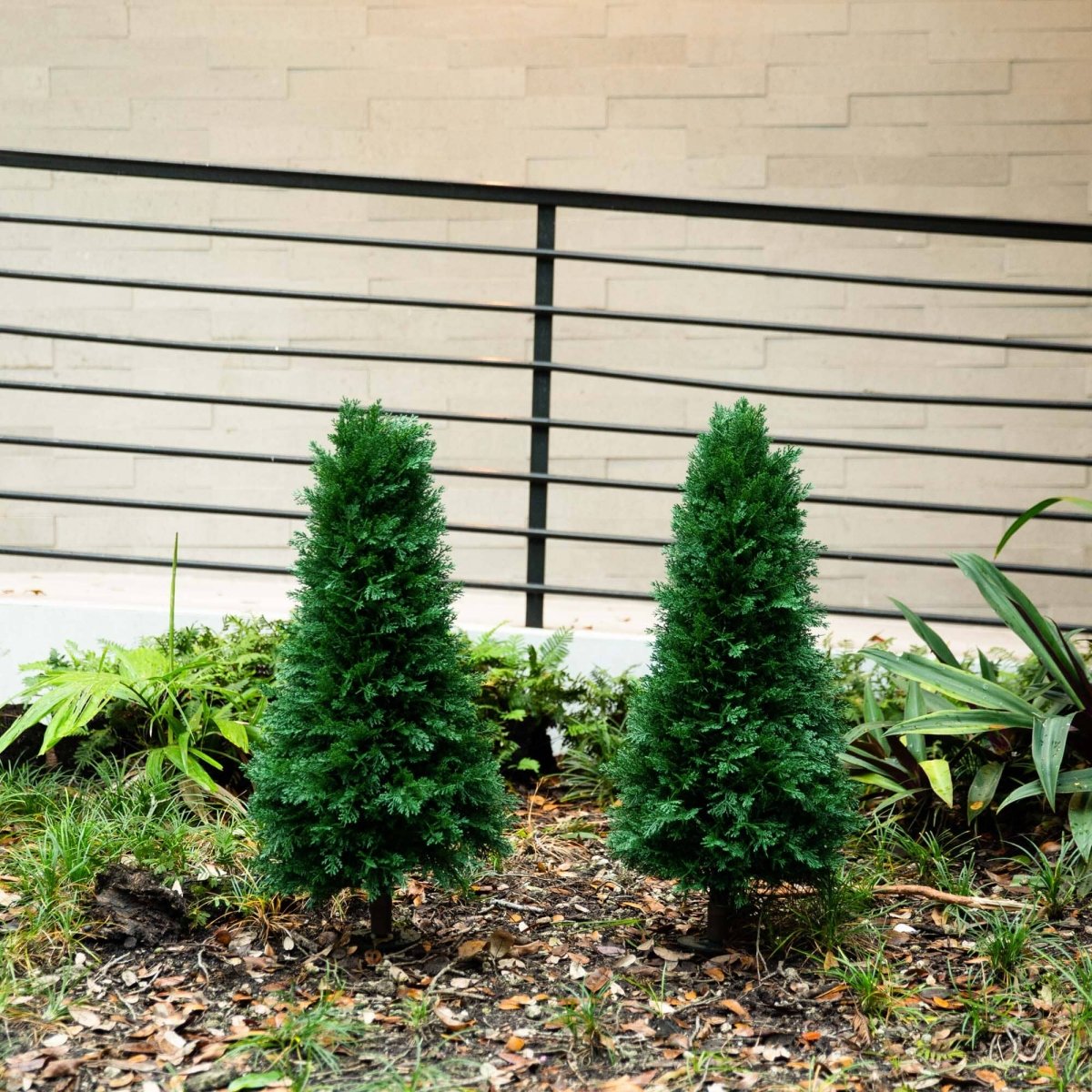 3' UV Resistant Artificial Cedar Plant with Integrated Ground Stake – Set of 2 - Ed's Plant Shop