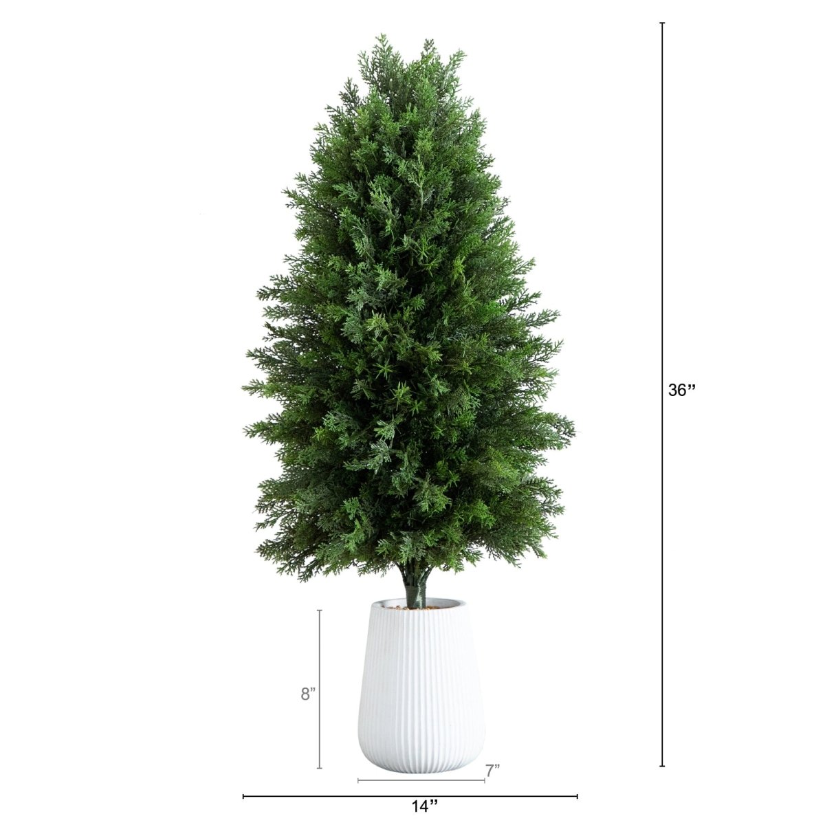 3’ UV Resistant Artificial Cedar Tree in Decorative White Planter (Indoor/Outdoor) - Ed's Plant Shop