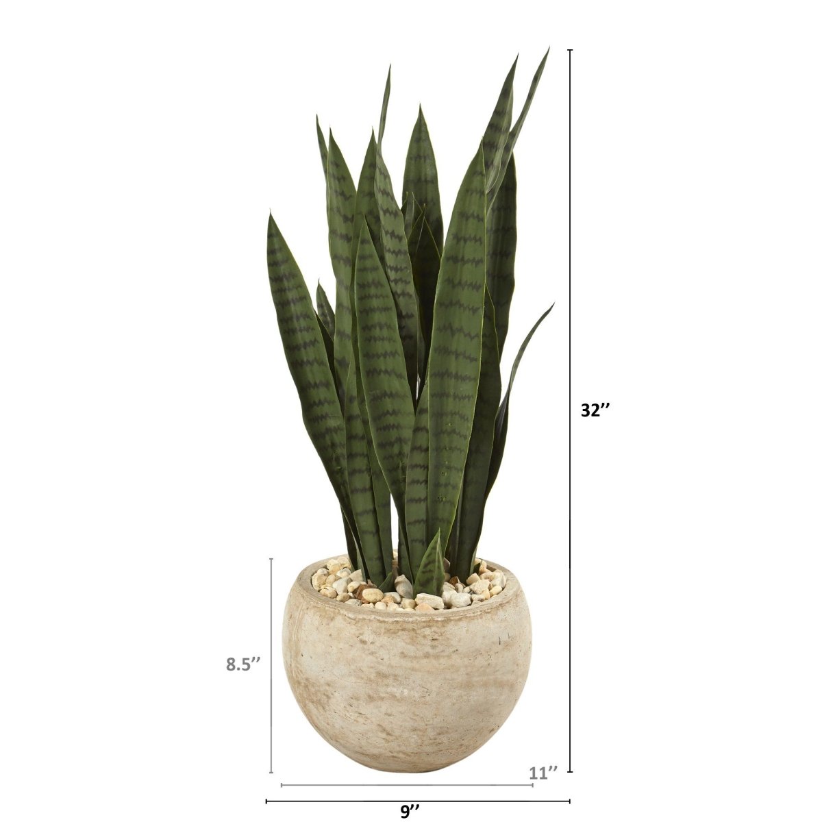 32 - in Sansevieria Artificial Plant | Sand - Colored Planter - Ed's Plant Shop
