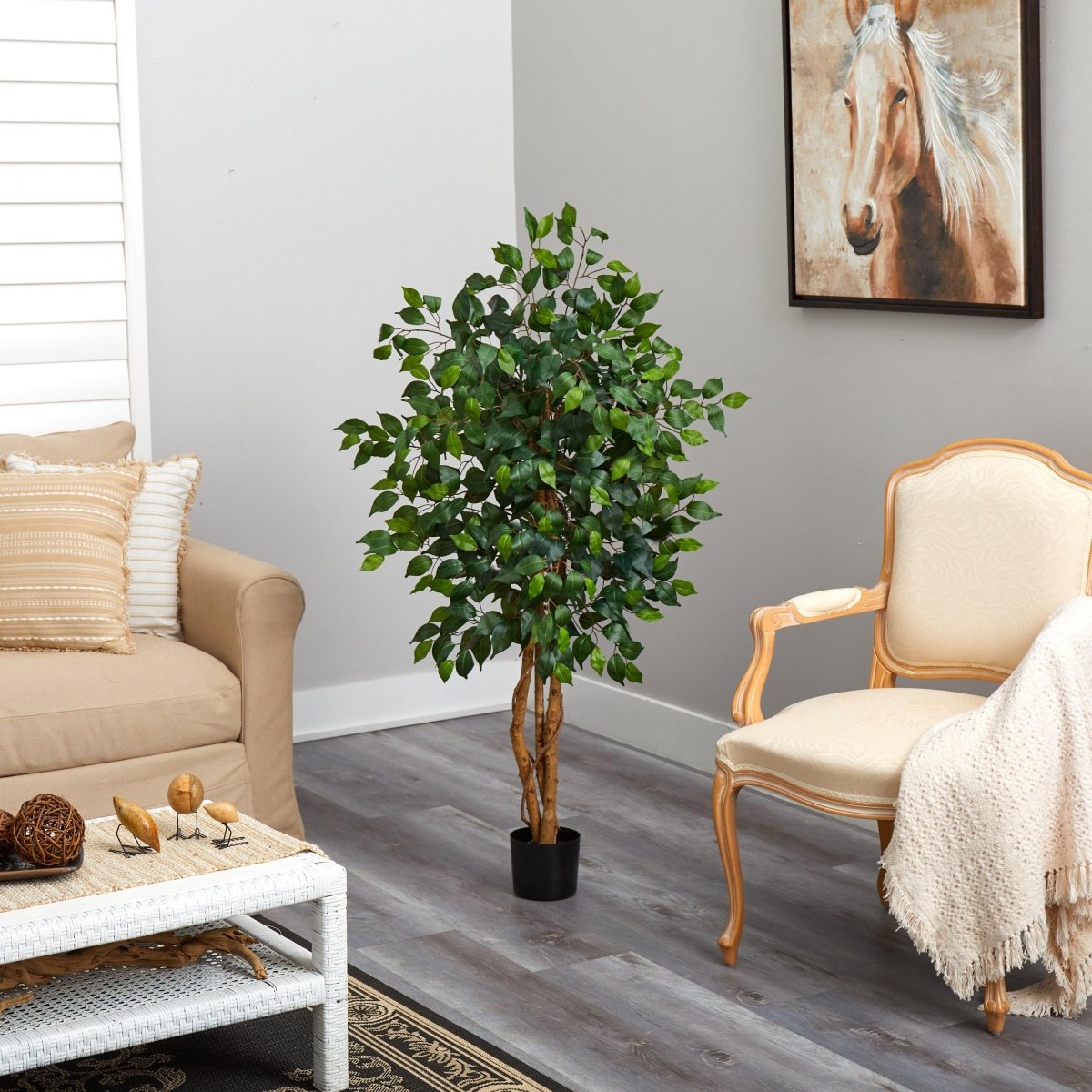 4' Ficus Auriculata Artificial Silk Tree – Lifelike Faux Tree with 504 Leaves - Ed's Plant Shop