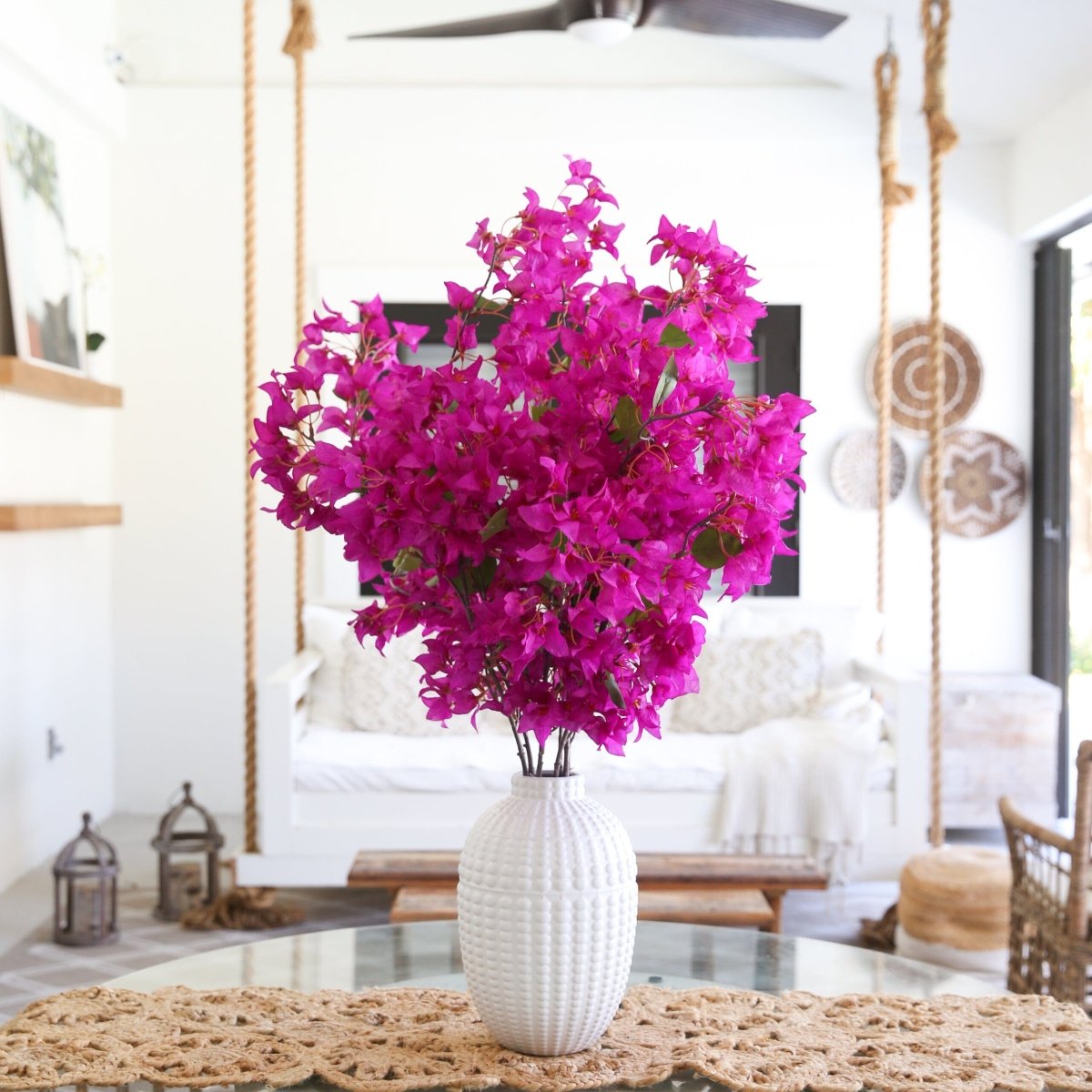 40” Artificial Purple Bougainvillea Arrangement with Vase - Ed's Plant Shop