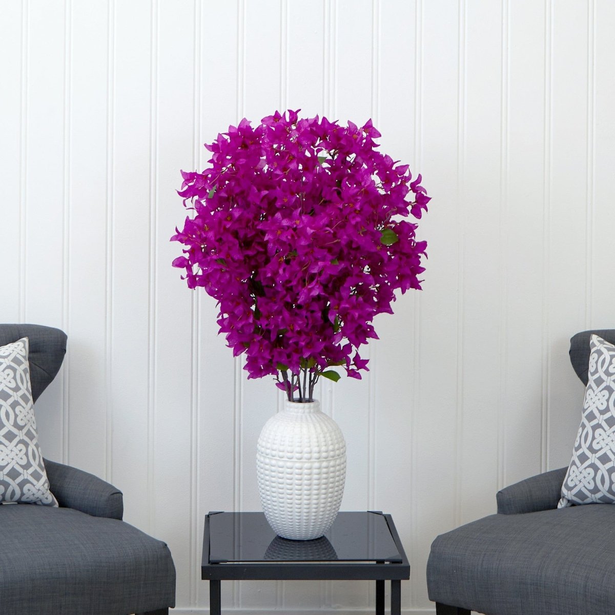 40” Artificial Purple Bougainvillea Arrangement with Vase - Ed's Plant Shop