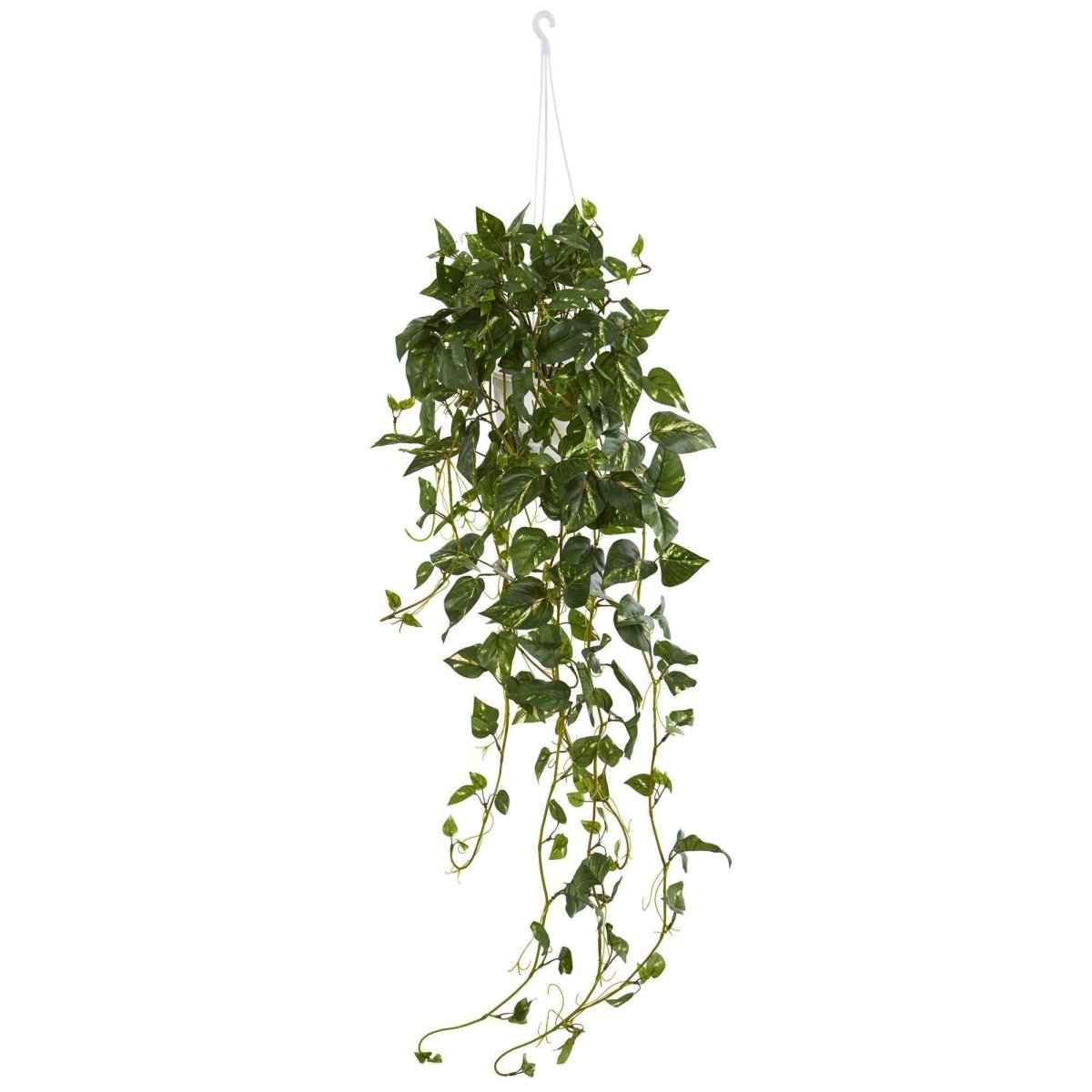 40″ Faux Green Pothos Hanging Basket – Lifelike Cascading Décor - Ed's Plant Shop