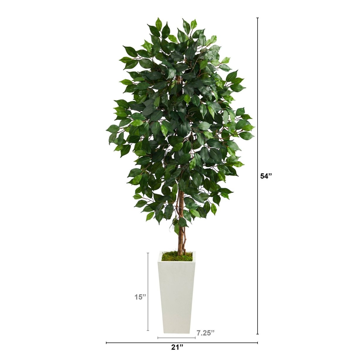 4.5’ Ficus Artificial Tree in White Planter - Ed's Plant Shop
