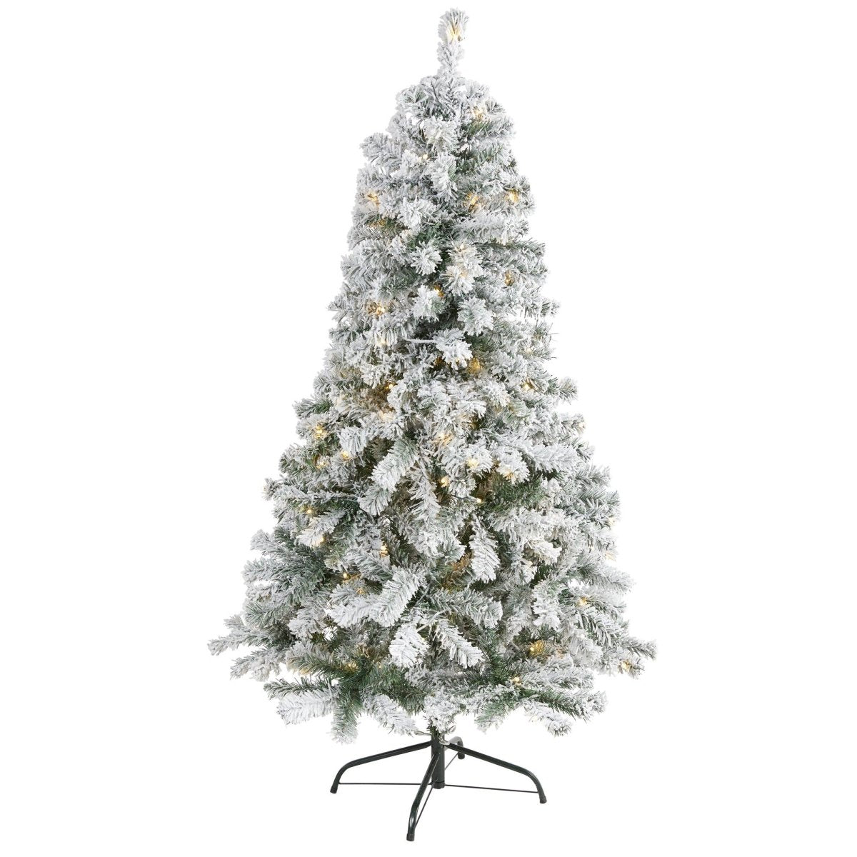 5' Flocked Rock Springs Spruce Christmas Tree | 150 LED Lights - Ed's Plant Shop