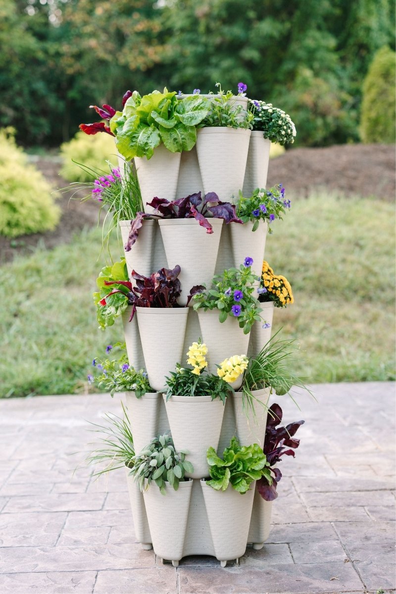 5 Tier GreenStalk Garden Original Vertical Planter - Basket Weave Texture - Ed's Plant Shop