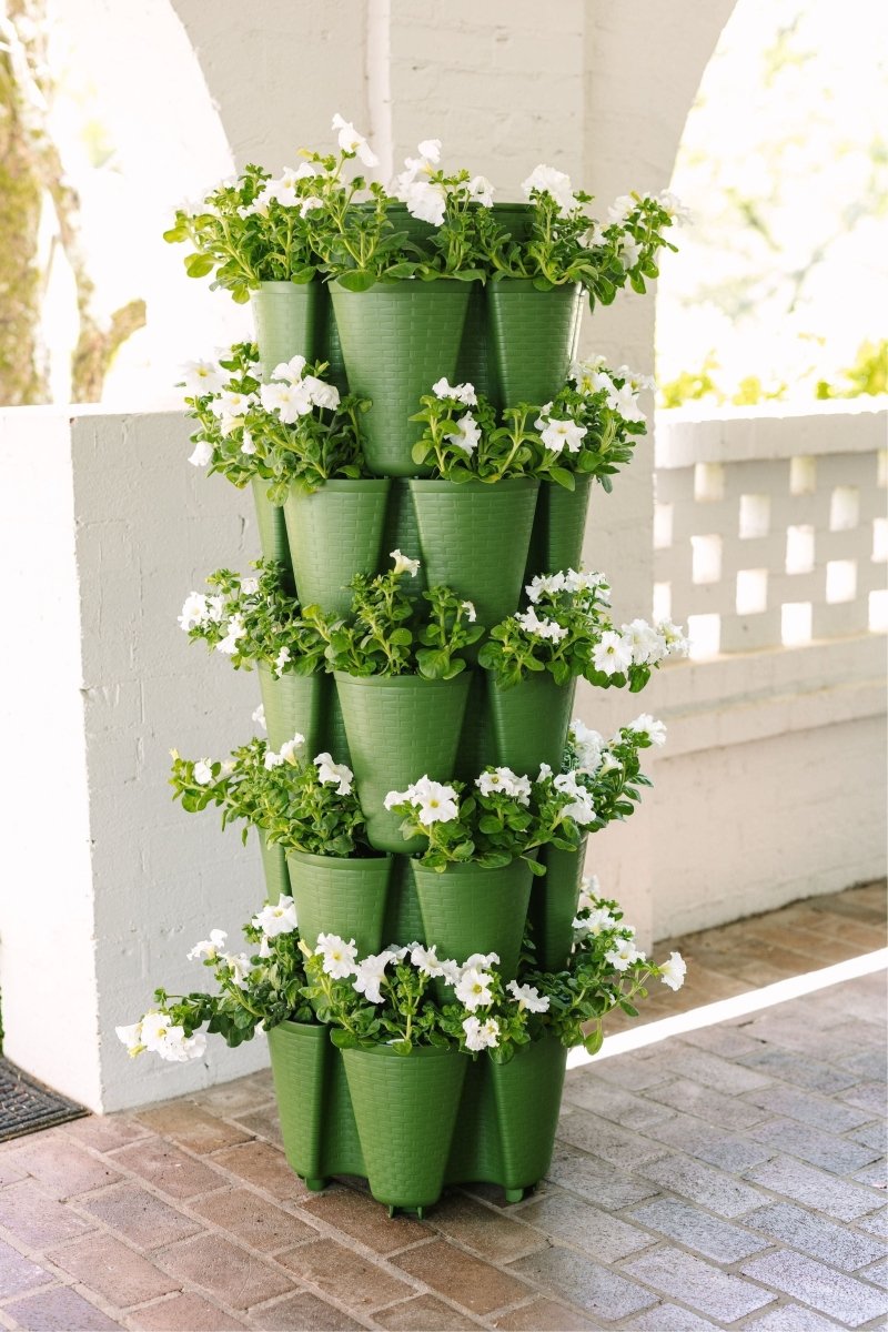5 Tier GreenStalk Garden Original Vertical Planter - Basket Weave Texture - Ed's Plant Shop