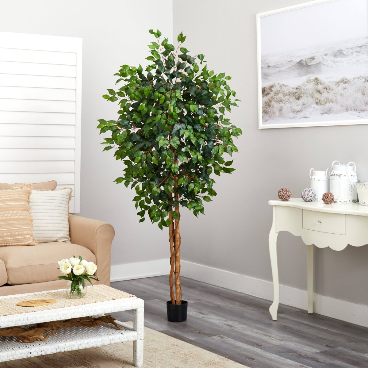 6' Silk Ficus Tree – Lifelike Polyester Indoor Artificial Tree - Ed's Plant Shop
