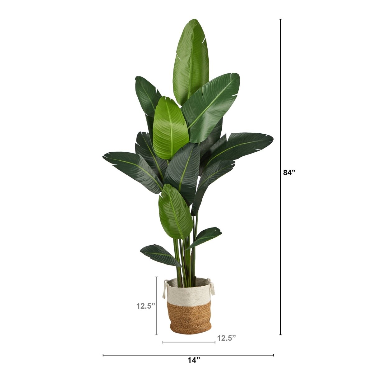 7’ Artificial Travelers Palm Tree with Handmade Jute & Cotton Basket - Ed's Plant Shop