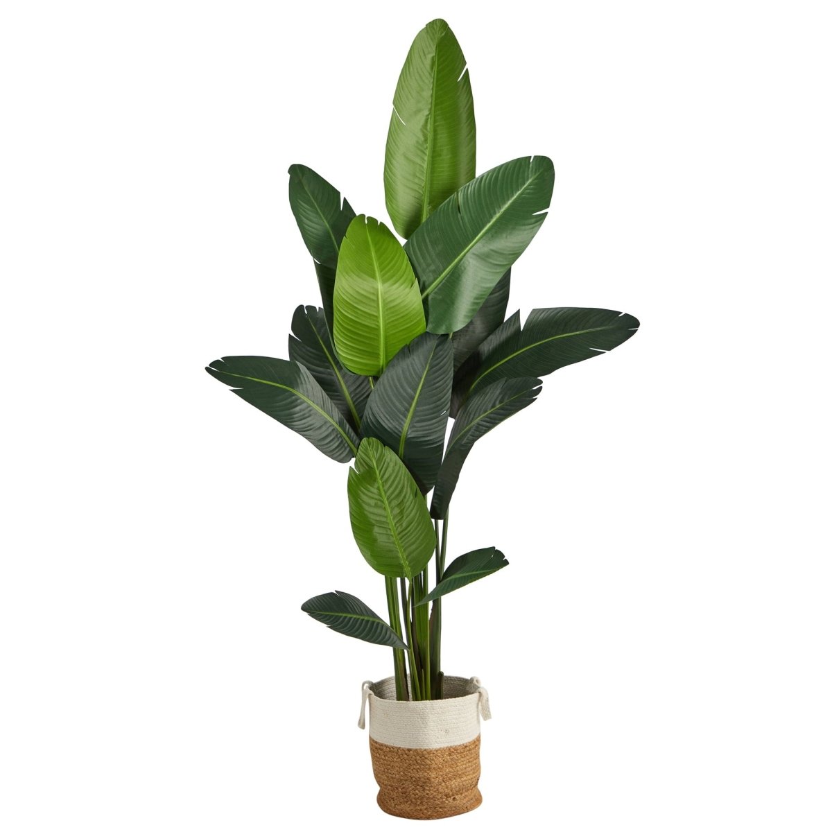 7’ Artificial Travelers Palm Tree with Handmade Jute & Cotton Basket - Ed's Plant Shop