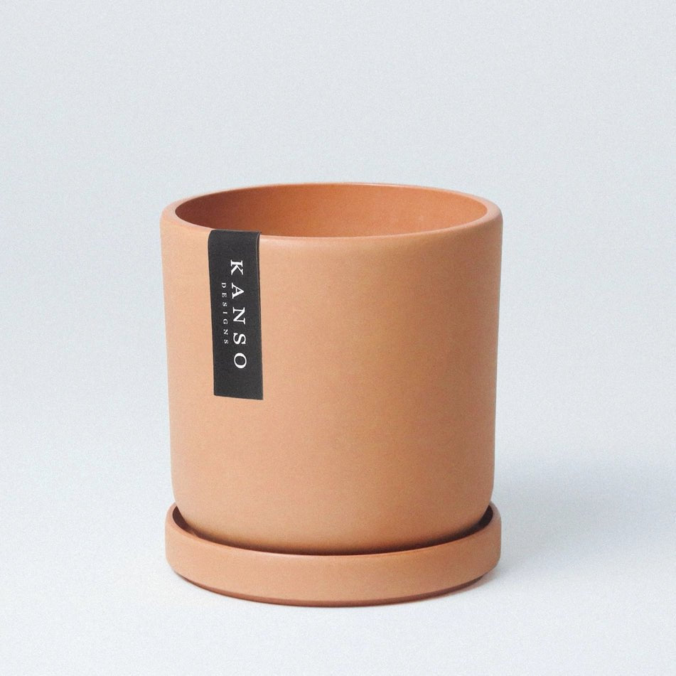 7 Inch Upcycled Signature Stone Planter Pot & Saucer - Ed's Plant Shop
