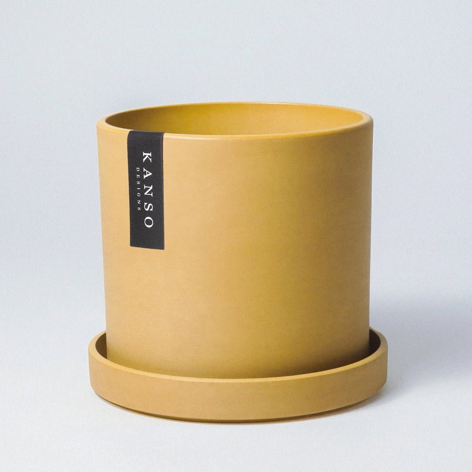 7 Inch Upcycled Signature Stone Planter Pot & Saucer - Ed's Plant Shop