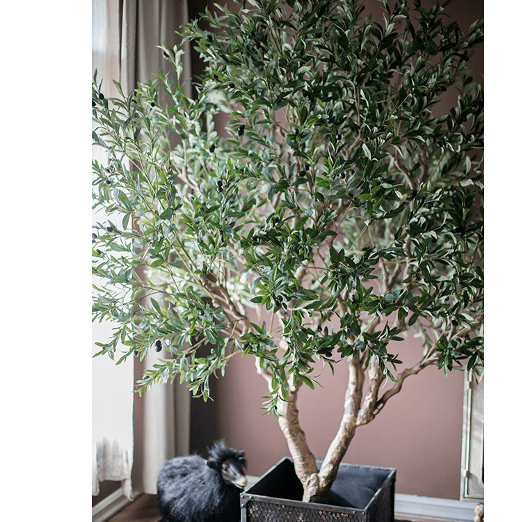 90″ Extra Large Artificial Olive Tree – Realistic Faux Décor - Ed's Plant Shop