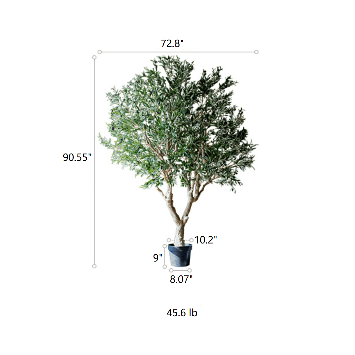 90″ Extra Large Artificial Olive Tree – Realistic Faux Décor - Ed's Plant Shop