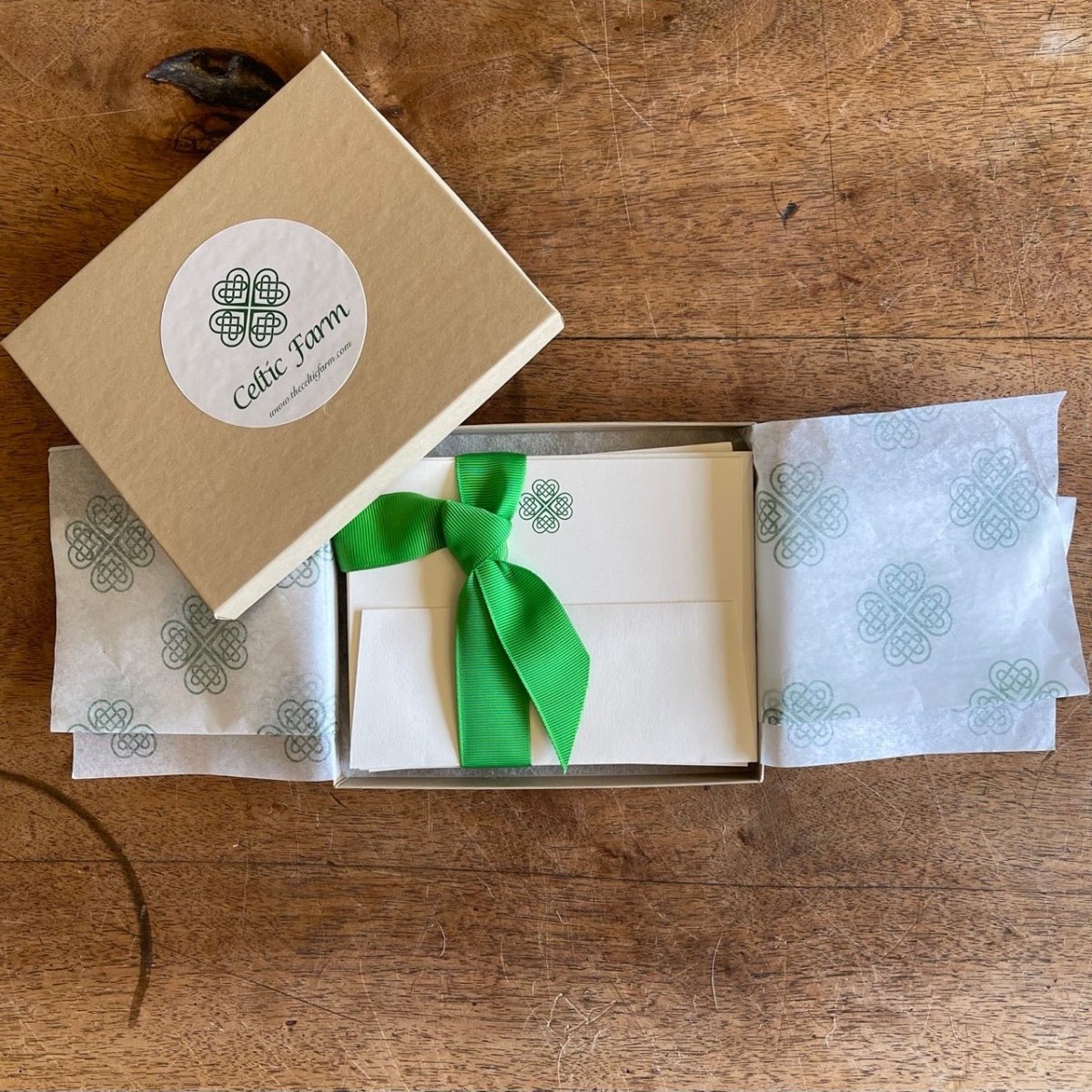Boxed Celtic Knot Stationery - Irish Note Cards and Envelopes (10) - Ed's Plant Shop