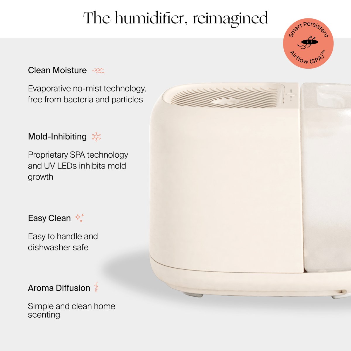 Features of the Canopy Large Room Humidifier: Hydrate Plants, Skin & Space - Ed's Plant Shop