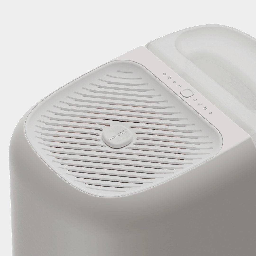Canopy Large Room Humidifier – close-up of mist output at front, large-room humidifier for plants and skin