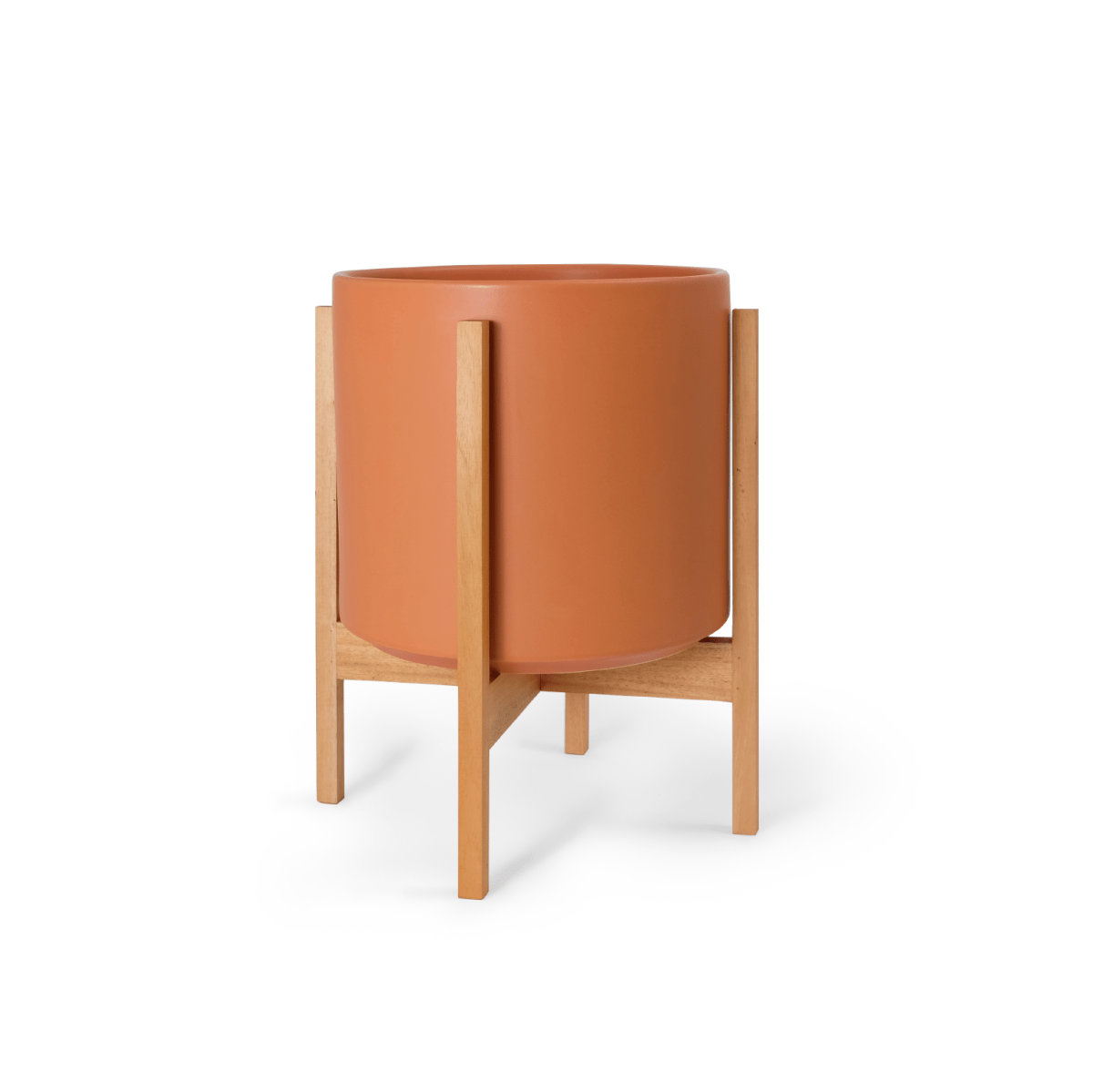 Ceramic Cylinder Planter By Solid Goods With Optional Mahogany Stand - Ed's Plant Shop