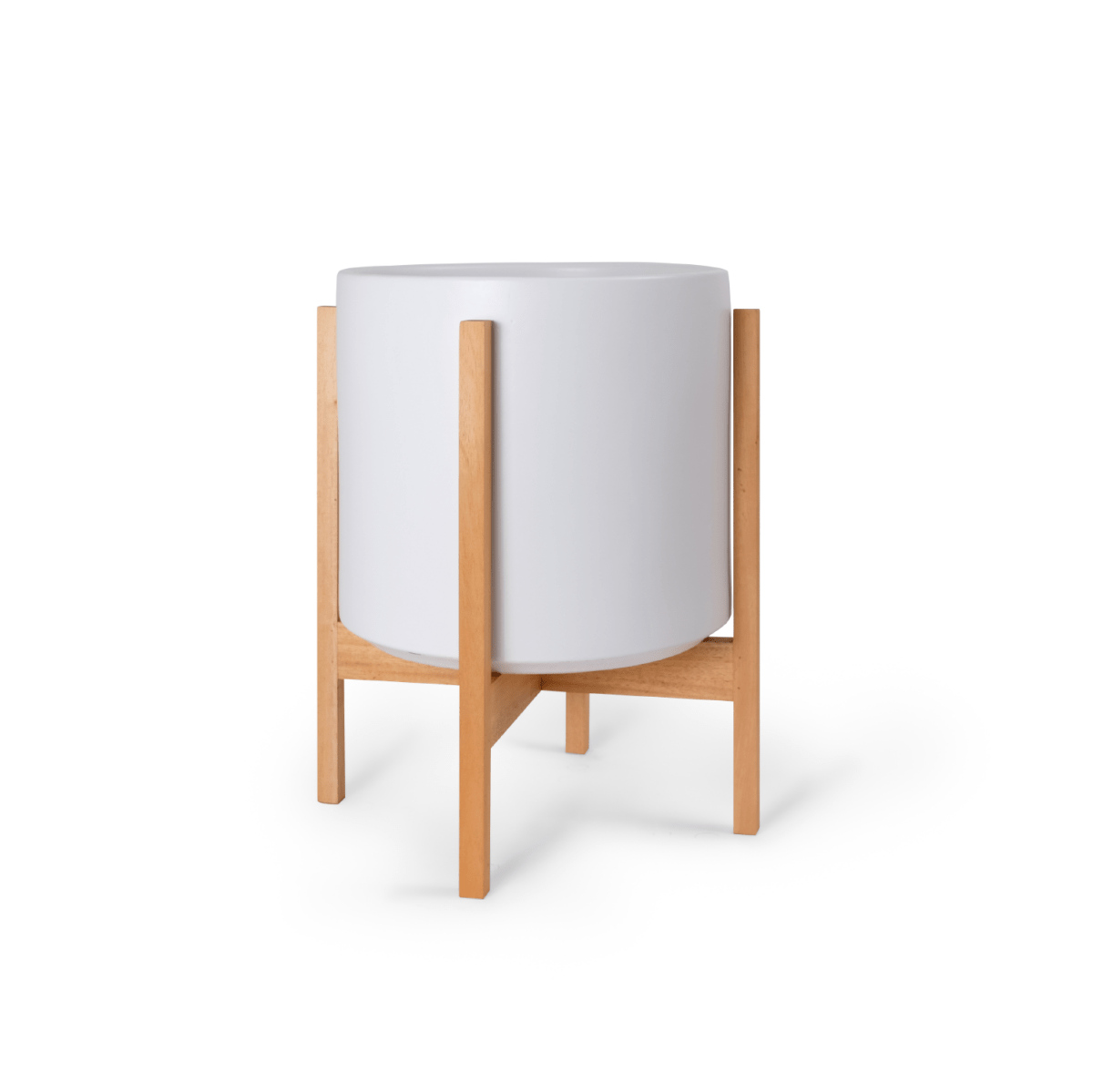 Ceramic Cylinder Planter By Solid Goods With Optional Mahogany Stand - Ed's Plant Shop