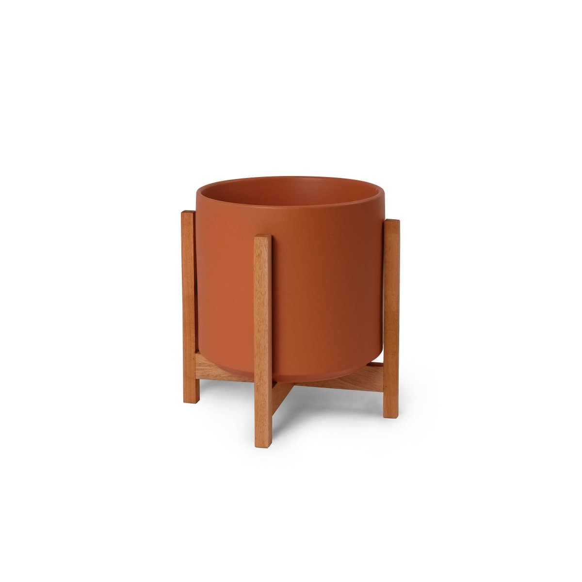 Ceramic Cylinder Planter By Solid Goods With Optional Mahogany Stand - Ed's Plant Shop