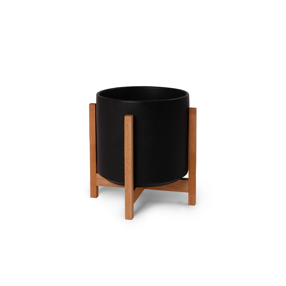 Ceramic Cylinder Planter By Solid Goods With Optional Mahogany Stand - Ed's Plant Shop