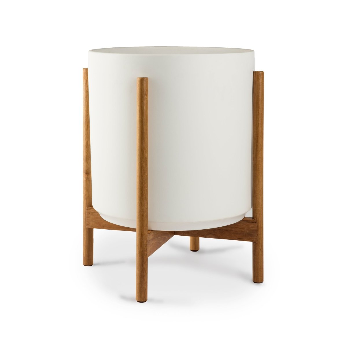 Ceramic Cylinder Planter with Optional Hardwood Stand - Ed's Plant Shop