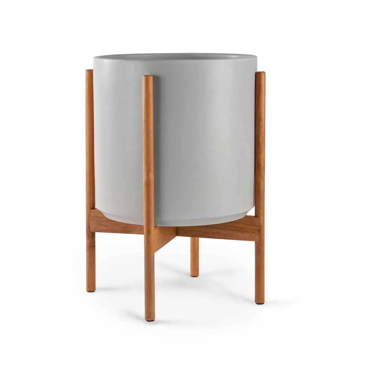 Ceramic Cylinder Planter with Optional Hardwood Stand - Ed's Plant Shop