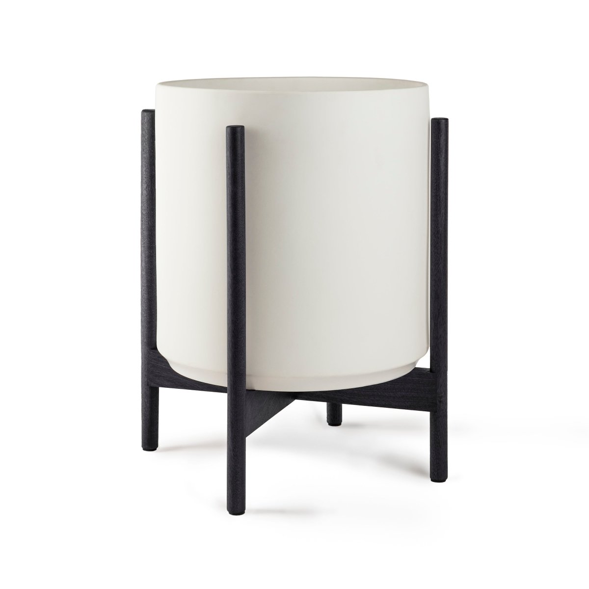 Ceramic Cylinder Planter with Optional Hardwood Stand - Ed's Plant Shop