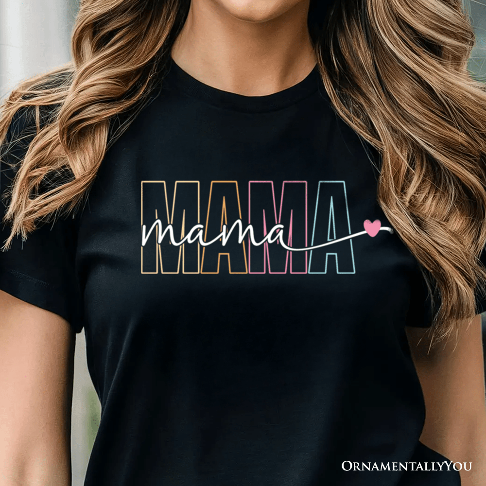Colorblock Mama T-Shirt, Black Trendy Casual Women's Tee - Ed's Plant Shop