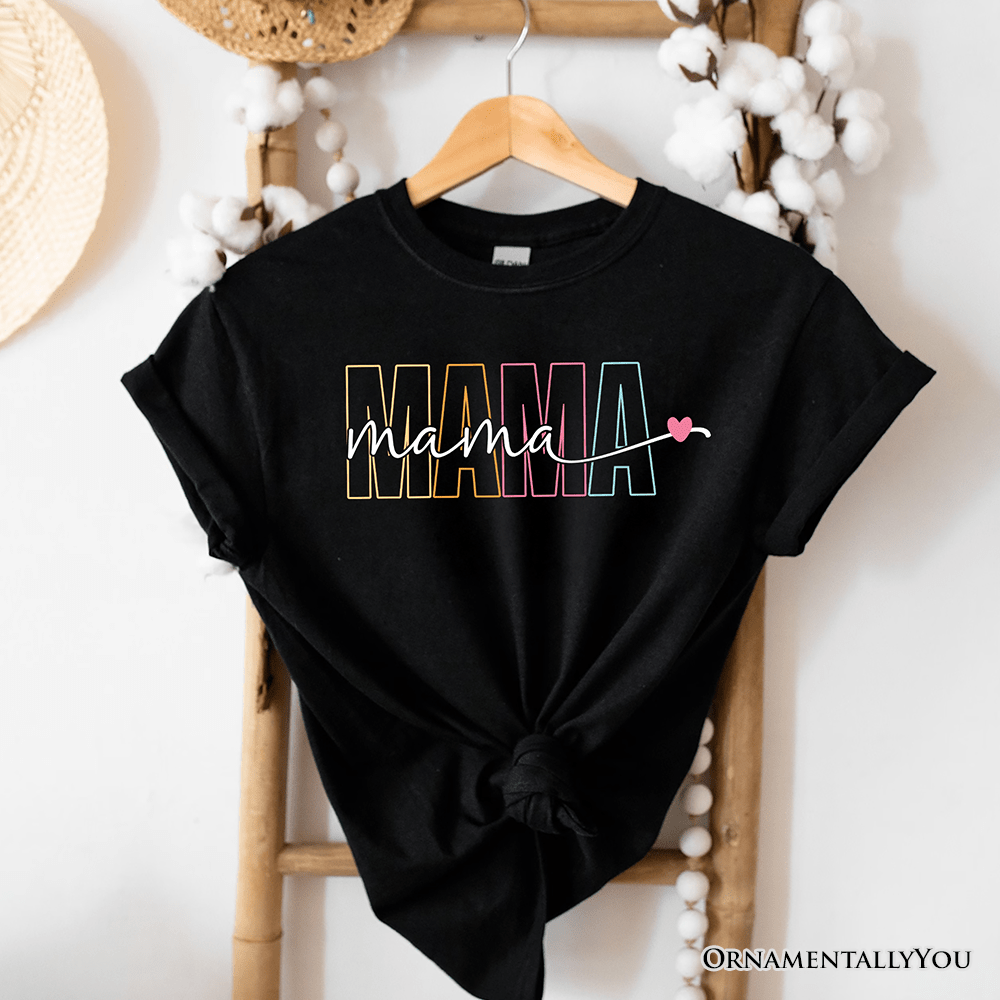 Colorblock Mama T-Shirt, Black Trendy Casual Women's Tee - Ed's Plant Shop